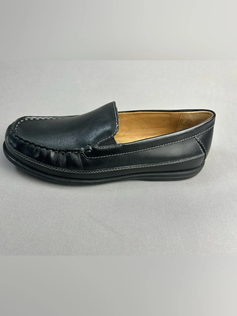 Johnston & Murphy Men’s 5.5 Teen Boys Black Leather Slip-On‎ Dress Shoes Loafers